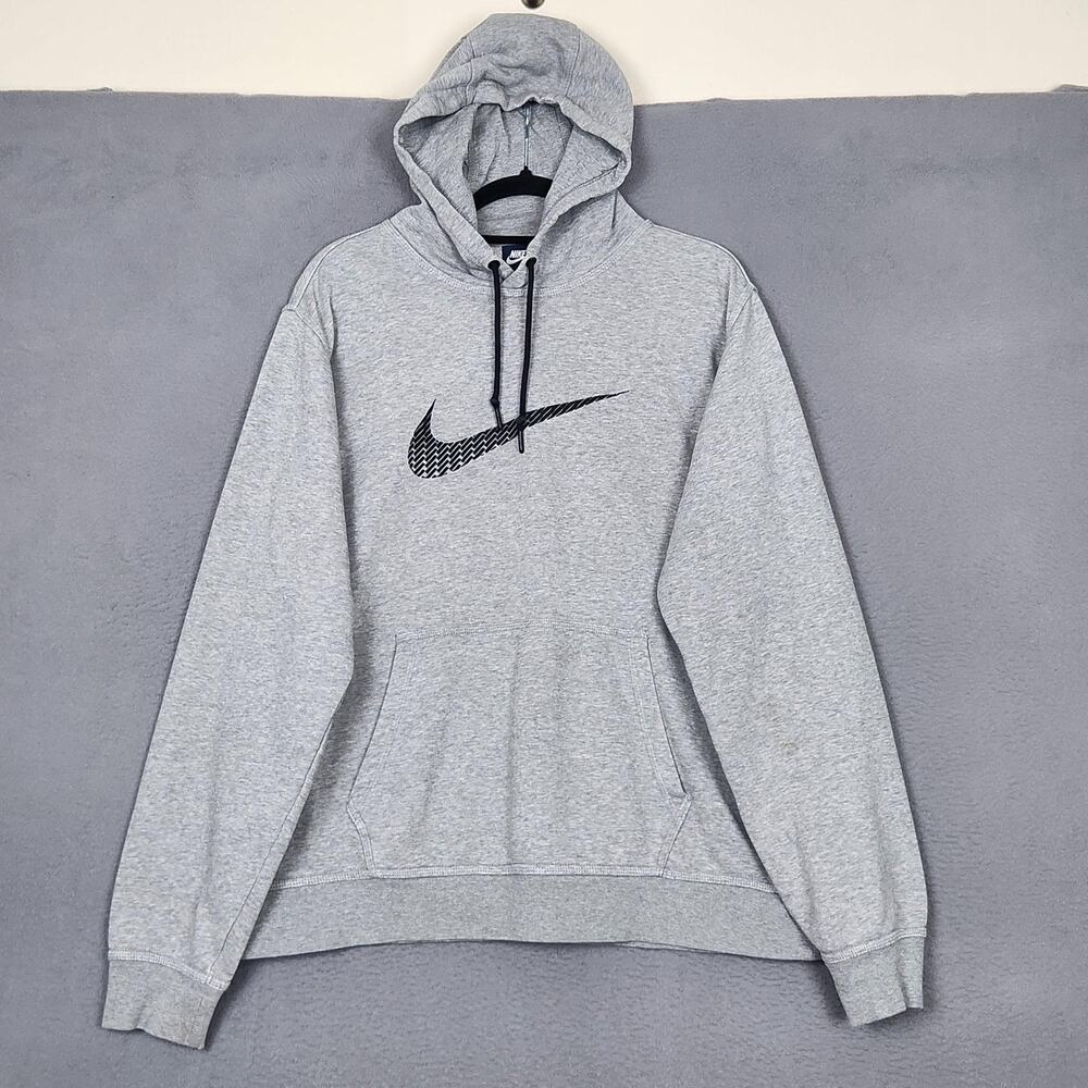 Nike Center Swoosh Logo Hoodie Mens XL Gray Pullover Fleece FA150103NIG